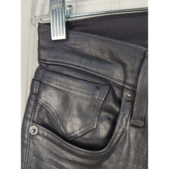 Agolde Womens Waxed Jeans Shiny Black Stretch Denim Size 27‎ Biker Party Stylish - Picture 3 of 13